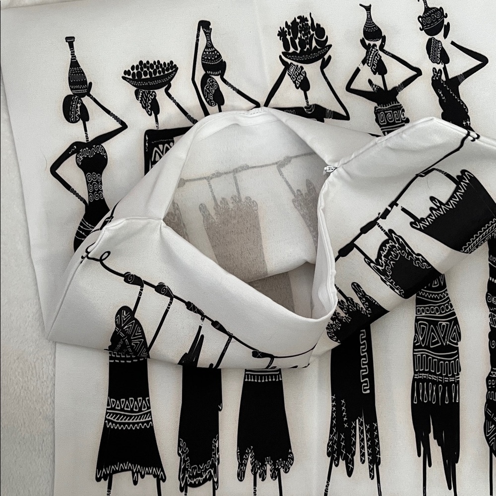 Black and White Tribal Pillow Covers 16”x 16” - Picture 3 of 3